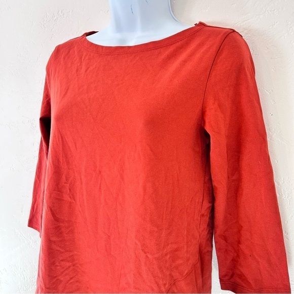 GARNET HILL Barteau Organic Cotton Dress Rust Red Boat Neck Pocket Size 00 NWT - Picture 4 of 14